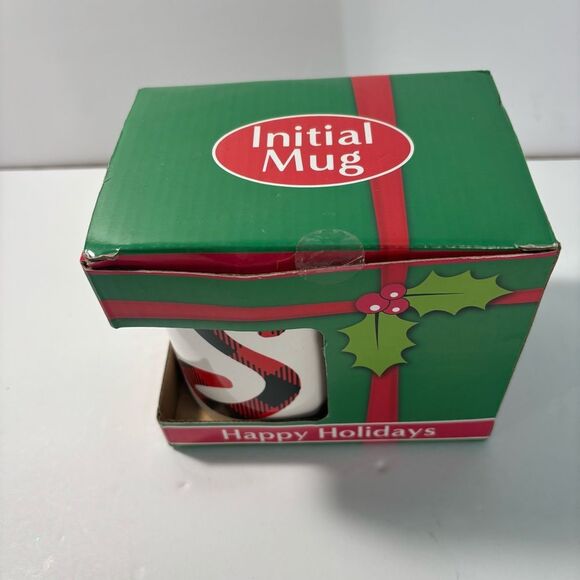 Holiday Initial Mug with Red and Green Box - Picture 2 of 3
